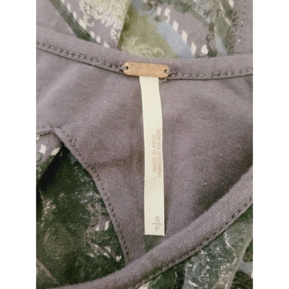 Free People Out Of Africa 3/4 Sleeve Gray Mini Dress Size S Keyhole Back Mesh - Picture 10 of 10